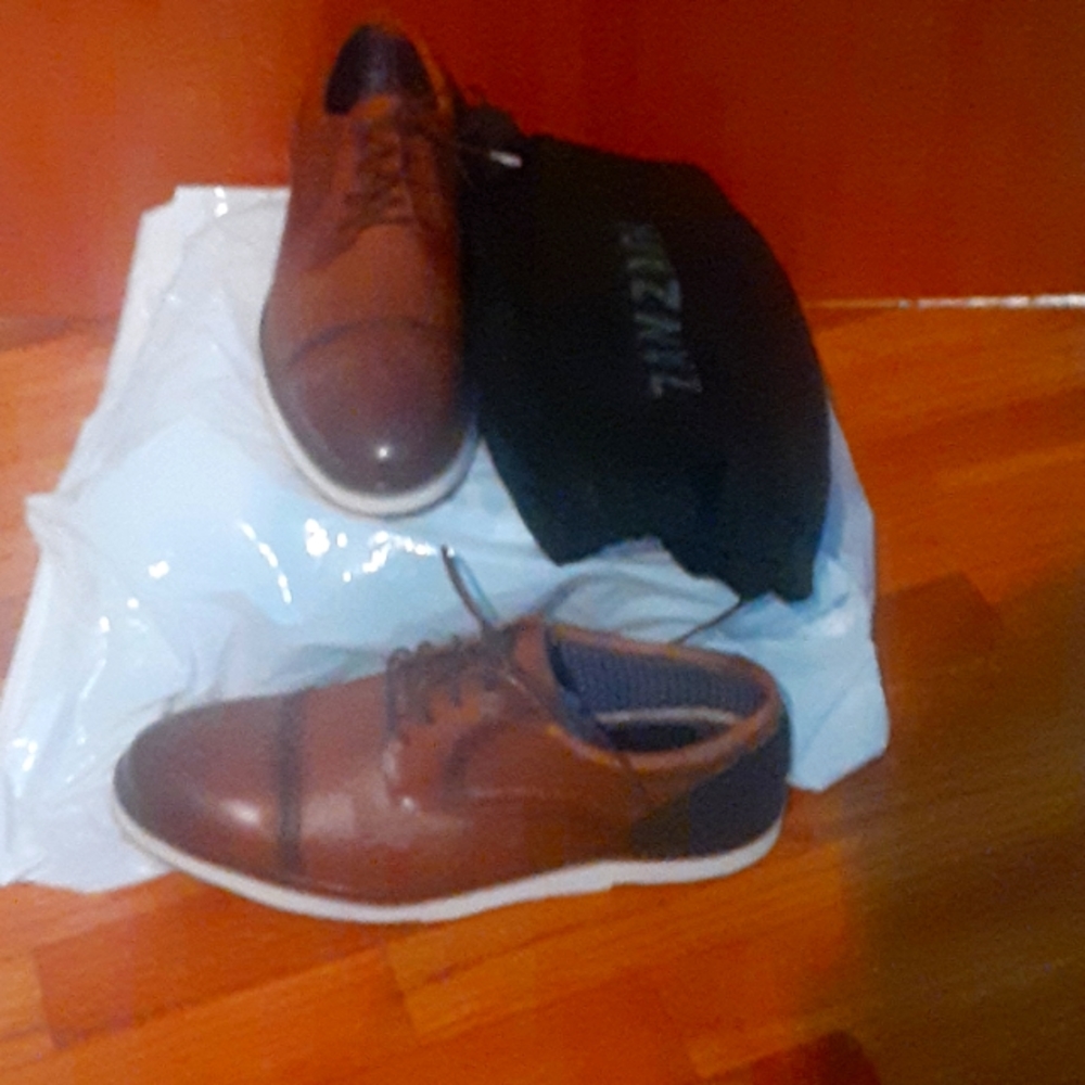Casual Brown leather blue Swede on back